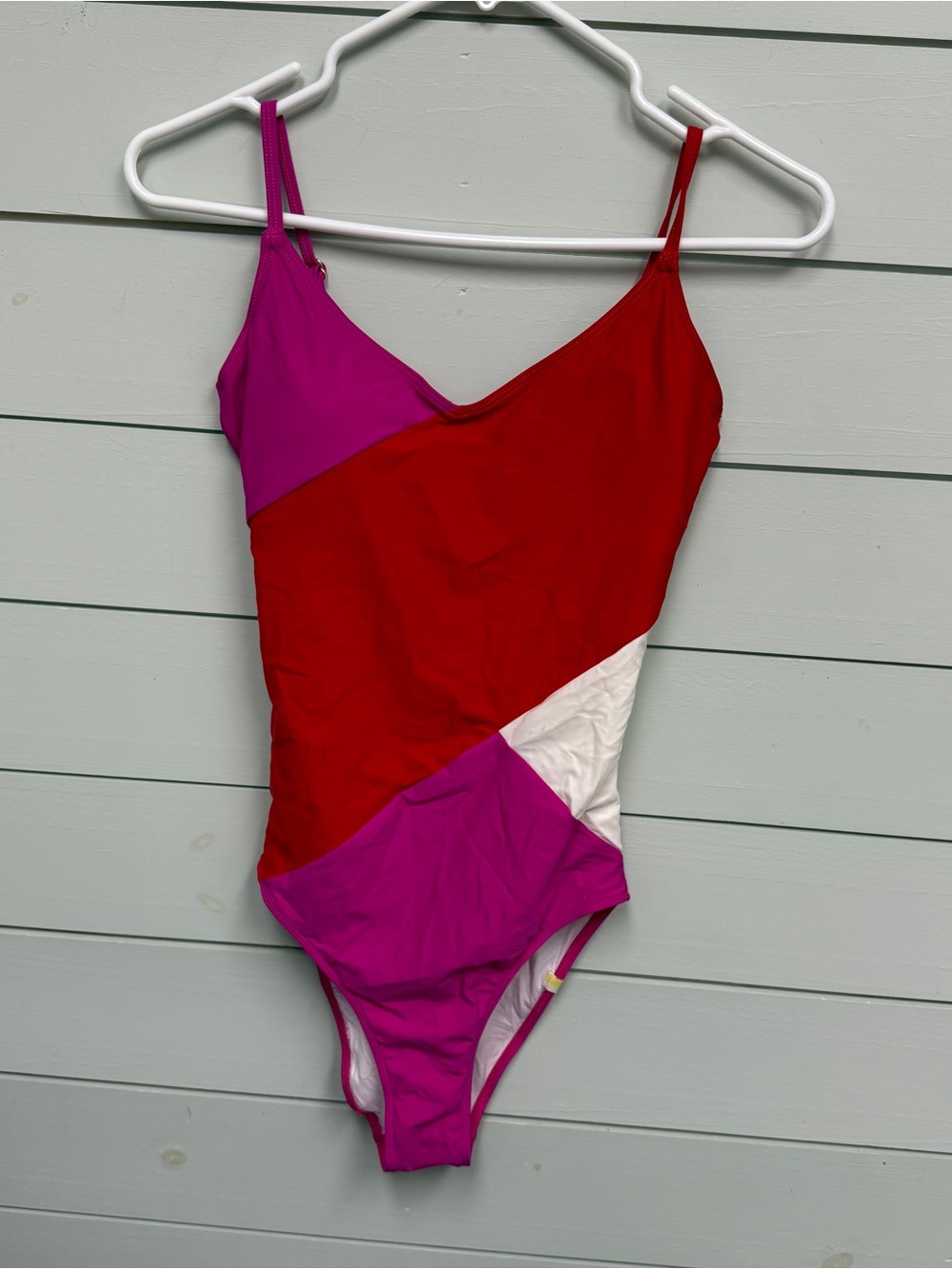 Summer Salt one piece swimming suit block color red pink white women's size 4